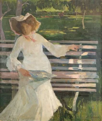 En un banco, c.1905 (óleo sobre lienzo)