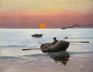 Atardecer en el mar (óleo sobre lienzo)