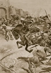 Los lanceros 11 y el caballo de Skinner empujando a los Jats hacia Bharatpur, diciembre de 1828
