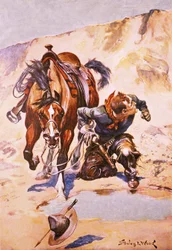 Vaquero perseguido por indios