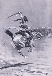 Delhi: Los sitiadores fueron atacados constantemente, julio de 1857, ilustración de British Battles on Land and Sea, 1915