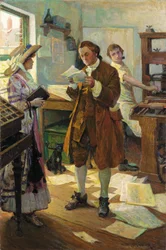 Franklin el impresor (óleo sobre lienzo)