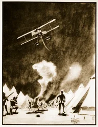Bombardeo de los turcos en los Dardanelos, ilustración de "Flying Memories" de John Hamilton