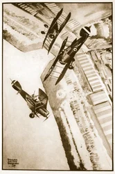 El primer desfile de la R.A.F., ilustración de "Flying Memories" de John Hamilton