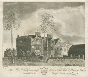 Bushbury - Moseley Old Hall: grabado a la aguatinta, s.f. [siglo XVIII]