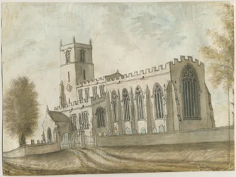 Iglesia de Checkley: pintura en acuarela, nd [1762-1802]