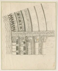 Tutbury Priory Church - Puerta Oeste: dibujo a pluma y sepia