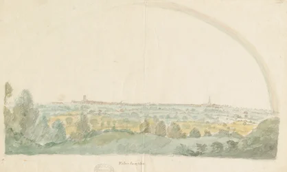 Wolverhampton - Vista distante desde las alturas de Tettenhall: pintura en acuarela, s.f. [finales del siglo XVIII]