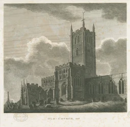 Wolverhampton - Iglesia de San Pedro: grabado, nd [finales del siglo XVIII]