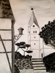 Iglesia de San Egidio en blanco y negro