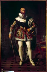 Retrato en pie de Maximiliano de Bethune, marqués de Rosny, duque de Sully (1559-1641) Pintura de Sébastien Louis Norblin de la Gourdaine (1796-1884)