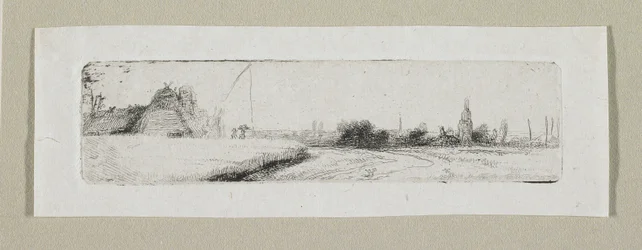Pequeño paisaje con pueblo lejano