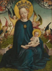 María con el Niño Jesús ante el banco de césped