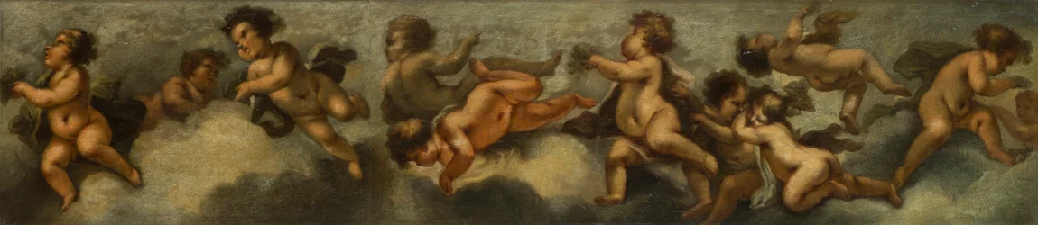Putti disporting, c.1655-72 (papel colocado sobre lienzo con protección de vidrio)