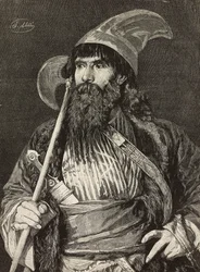 Jeque en traje de gala, grabado de F. Gamberoni a partir de un cuadro de Stefano Ussi (1822-1901), L
