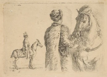 Un mozo polaco, de espaldas, sosteniendo un caballo por la brida, ca. 1662