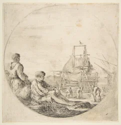 Un marinero blanco sentado, un marinero negro de pie, ca. 1660.