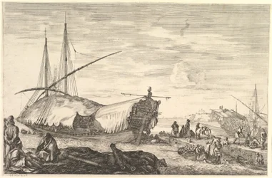 Una galera cubierta de velas, de «Vistas del puerto de Livorno» (Vues du port de Livourne)