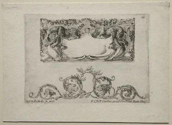 Colección de varios caprichos y nuevos diseños de cartuchos y ornamentos: No 16