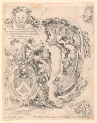 Escudos y detalles para escudos, No. 2 de "Raccolta di varii cappriccii et nove inventioni di cartelle et ornamenti"