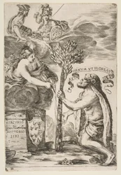 Frontispicio para Il Mercurio, III: Hércules Plantando Su Garrote, 1652