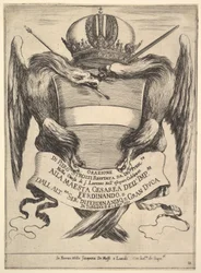 Frontispicio para El funeral del Emperador Fernando II Esequie dellimperadore Ferdinando..., 1637