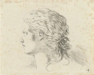 Cabeza de mujer, de perfil hacia la izquierda
