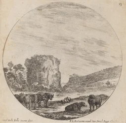 Paisaje con ruinas antiguas, 1646