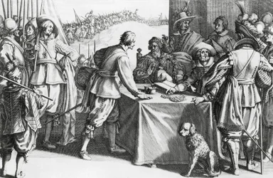 Pago a mercenarios, grabado de Stefano della Bella (1610-1664)