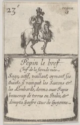 Pepin el Breve Jefe de la segunda raza..., del Juego de los Reyes de Francia Jeu des Ro..., 1644