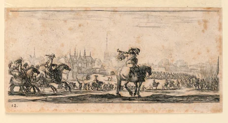 Placa 12, de "Desseins de Queleques Conduites de Troupes, Canons, et Ataques de Villes"