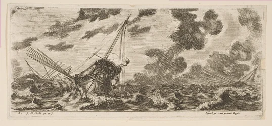 Placa 6: tres barcos en una tormenta, de Diversos embarques Divers embarquements