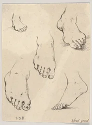 Placa 7: Cinco pies, del Libro para Aprender a Dibujar Livre pour apprendre à dessiner, ca. 1649
