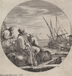 Puerto con dos comerciantes turcos, 1656