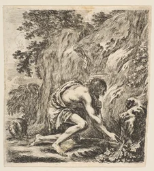 San Juan Bautista sacando agua de un manantial, ca. 1649