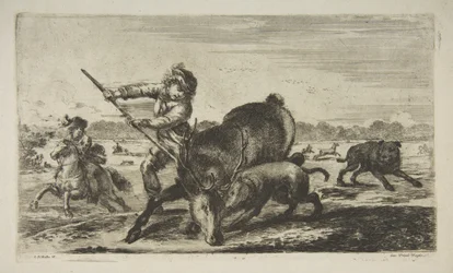 Ciervo acorralado, de Cacerías de animales, ca. 1654