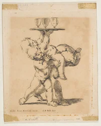 Tres niños con una bandeja, ca. 1638