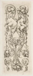 Dos Cabezas de Camello Enfrentadas con Cuerpos Terminando en Ornamento, ca. 1653