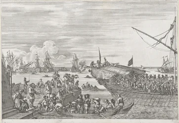 Salida de un barco de galeras en el puerto de Livorno Puerto de Livorno (título de la serie) Vues de port de Livourne (título de la serie)