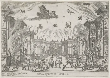 Vijfde scène: de hel Quinta escena del infierno (título sobre objeto) Liberetto ter ere van de bruiloft van Ferdinando II de
