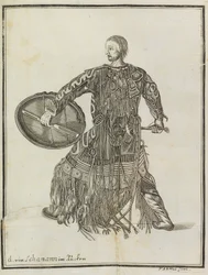 Un chamán. De Descripción del país Kamchatka, c. 1750