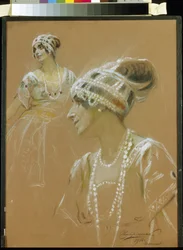 Portrait de la ballerine Vera Fokina (1886-1958) (Retrato de la bailarina de ballet V. Fokina). Oeuvre de Stepan Fyodorovich Chuprinenko (1870-?), pastel sobre cartón