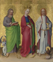 Santos Mateo, Catalina de Alejandría y Juan el Evangelista, c. 1450