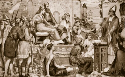 San Agustín predicando a los sajones, 597, ilustración de «Hutchinson