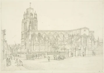 Vista sur de la Iglesia de St Mary Redcliffe, c.1835