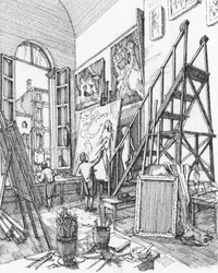 El estudio de un artista en Venecia