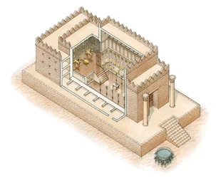Templo de Salomón, Jerusalén, c.-900--587 (tinta y acuarela)