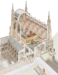 Capilla de San Esteban, Westminster, con claristorio bajo, c.1520-1530 (dibujado en 2015) (tinta y acuarela)