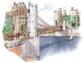 Construcción del puente de Conwy, condado de Conwy