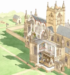 Priorato de Walsingham, Norfolk, c.1500-1535 (tinta y acuarela sobre papel)